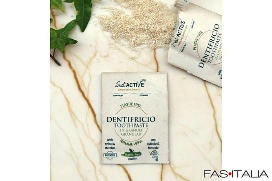 Bioamenities: Dentifricio monodose in granuli Dentifricio in granuli in bustina monodose