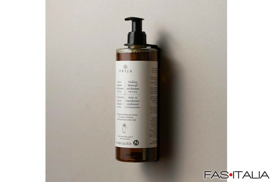 Dispenser di linea cortesia: Staffa in acciaio nera per dispenser ricaricabili Staffa in acciaio nera per dispenser