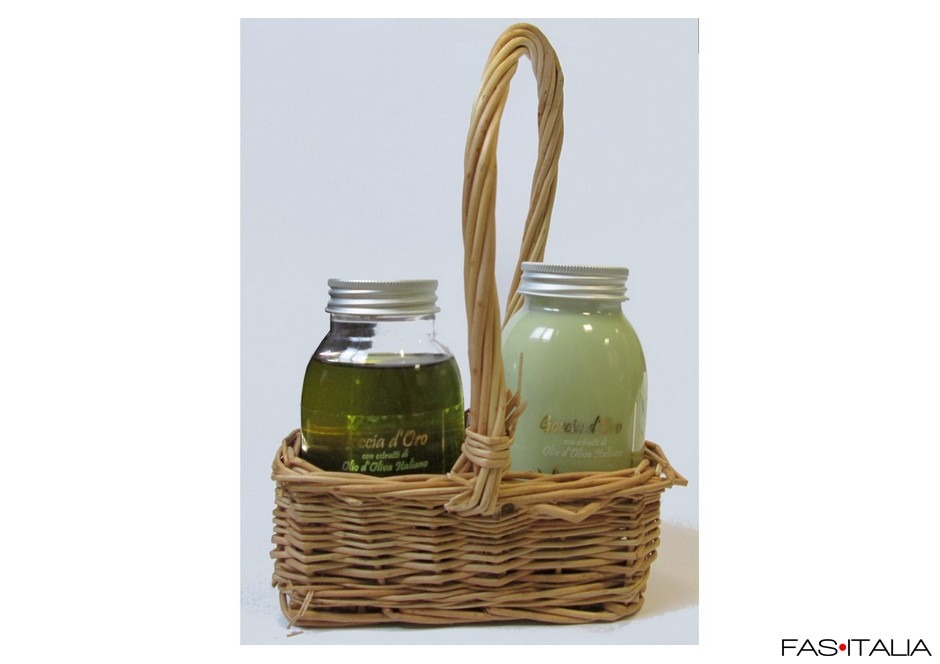Set Bagno all'Olio d'oliva in cestino di vimini