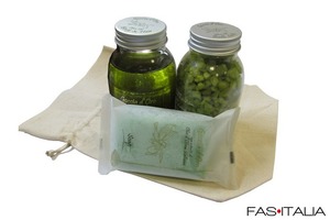 Kit Bagno all'Olio d'oliva in sacchetto di cotone Kit Bagno all'Olio d'oliva in sacchetto di cotone